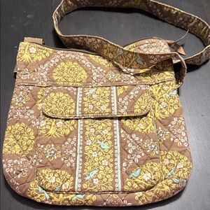 Vera Bradley Brown and Yellow Floral Crossbody Bag